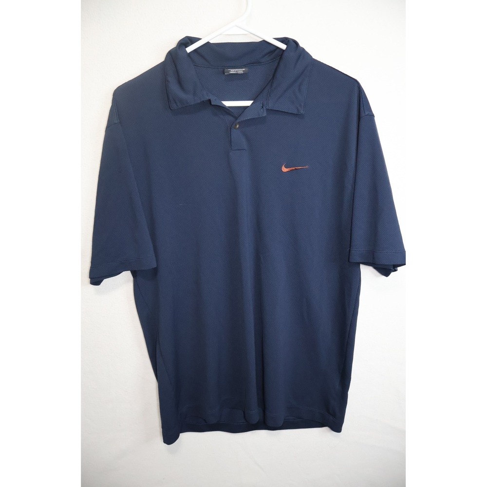 Nike Golf Mens Large Navy Blue Short Sleeve Textured Performance Polo Shirt